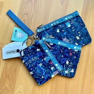NWT Navy Blue LeSportSac X My Neighbor Totoro 3 Pouch Set